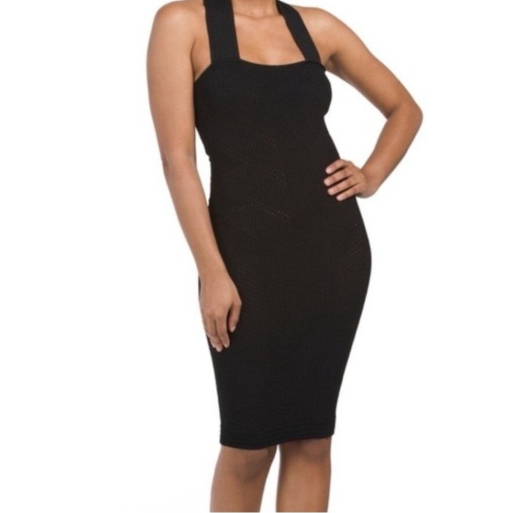 House of Harlow 1960 Body Con Midi Dress Black Women’s Size Large NWT Wide Strap